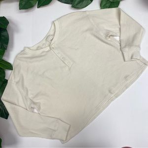 Abercrombie & Fitch Cream Long Sleeve Henley
